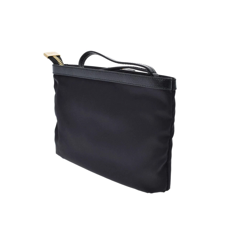Salvatore Ferragamo Black Leather Clutch Black